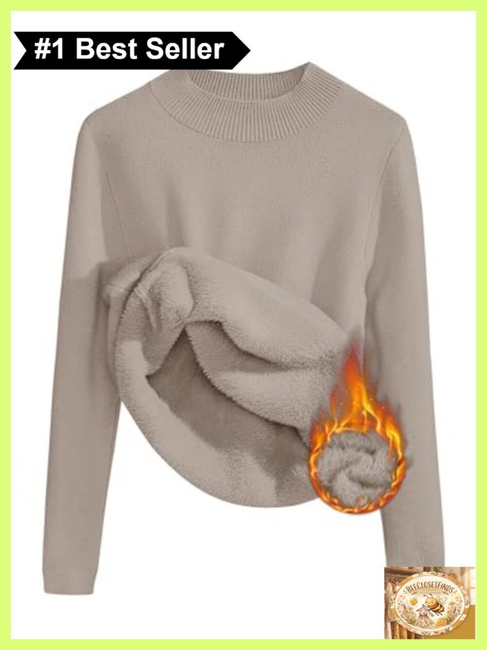 Sherpa Lined Turtleneck Pullover Sweater Mock Neck Winter Knit Top